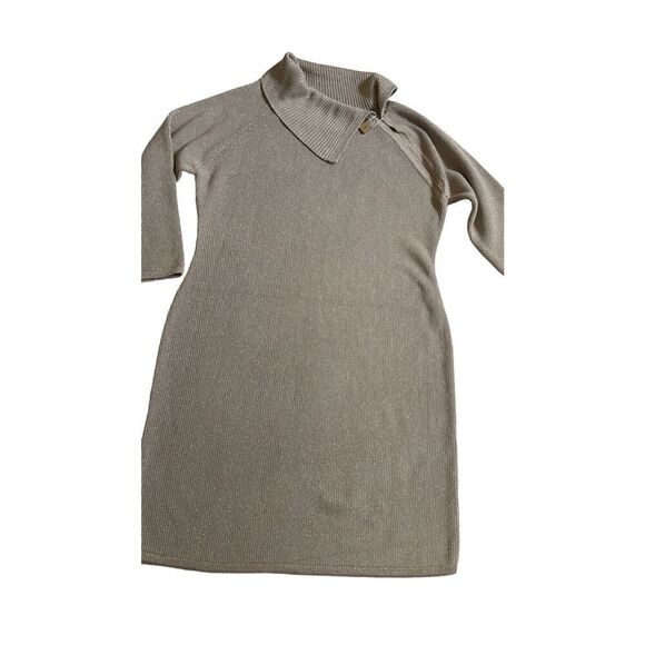 Women's Calvin Klein Gold beige sweater Dress Size L - Picture 8 of 13